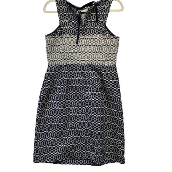 Loft 100%‎ Cotton Herring Bone Color Block Black Cream Dress Size 2 - Picture 2 of 9